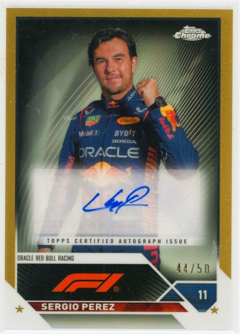 2023 Topps Chrome Formula 1 Sergio Perez Gold Refractor Auto /50 Signature Checo