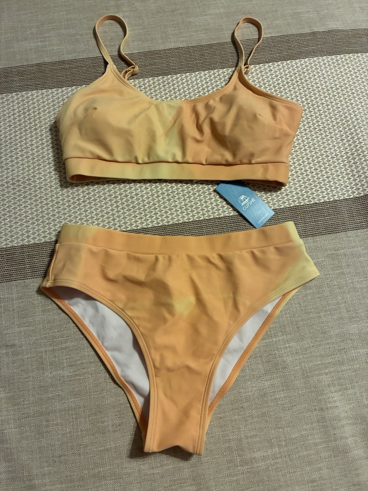 Cupshe Women’s Bikini 2 Piece Set Brand New Small Muted Peach & Yellow