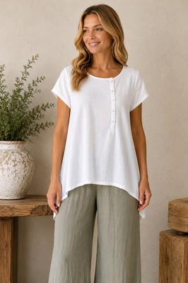Cut Loose Women S White Linen Cotton Artsy Top White USA Natural Boho Minimalist