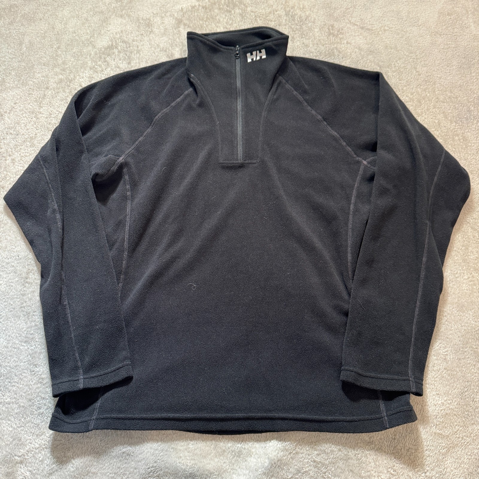 Helly Hansen Jacket Mens XL Black Quarter Zip Polartec Microfleece Sweater Adult