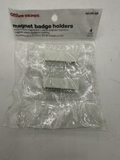 Office Depot Brand 4-Pack Clear Magnet Badge Holders 3 1/2" x 2 3/8" NEW NIP