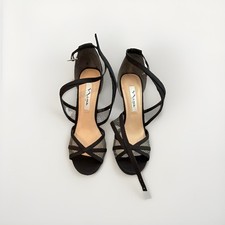 Nina Black Glitter Strappy Stiletto Open Toe Heels Women s 8.5M EU 38.5