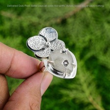 925 Sterling Silver Pear Black Rutilated Quartz Gemstone Statement Ring Jewelry