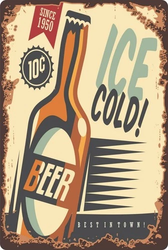 Retro Vintage Classic Man Cave Garage Old Sign Beer Self Adhesive Vinyl Sticker