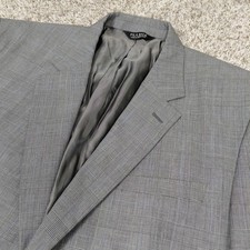 Jos A Bank Glen Check Plaid Blazer Mens 48R Grey Two Button Wool Sport Coat