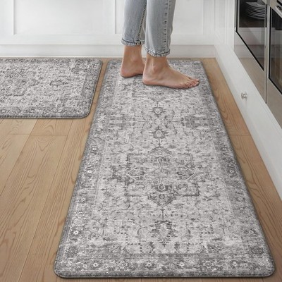 Kitchen Mats for Floor 2Pcs, anti Fatigue Mat for Cushioned, 17.3''X47''+17.3''X30''