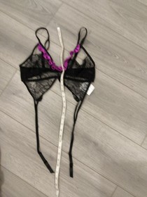 BNWT Vintage Ann Summers Black & Orchid Obsession Spider Basque Size Large