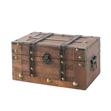 Alexander Small Wooden Treasure Chest - 11" x 7" x 5.5", Wood Storage Box wit...