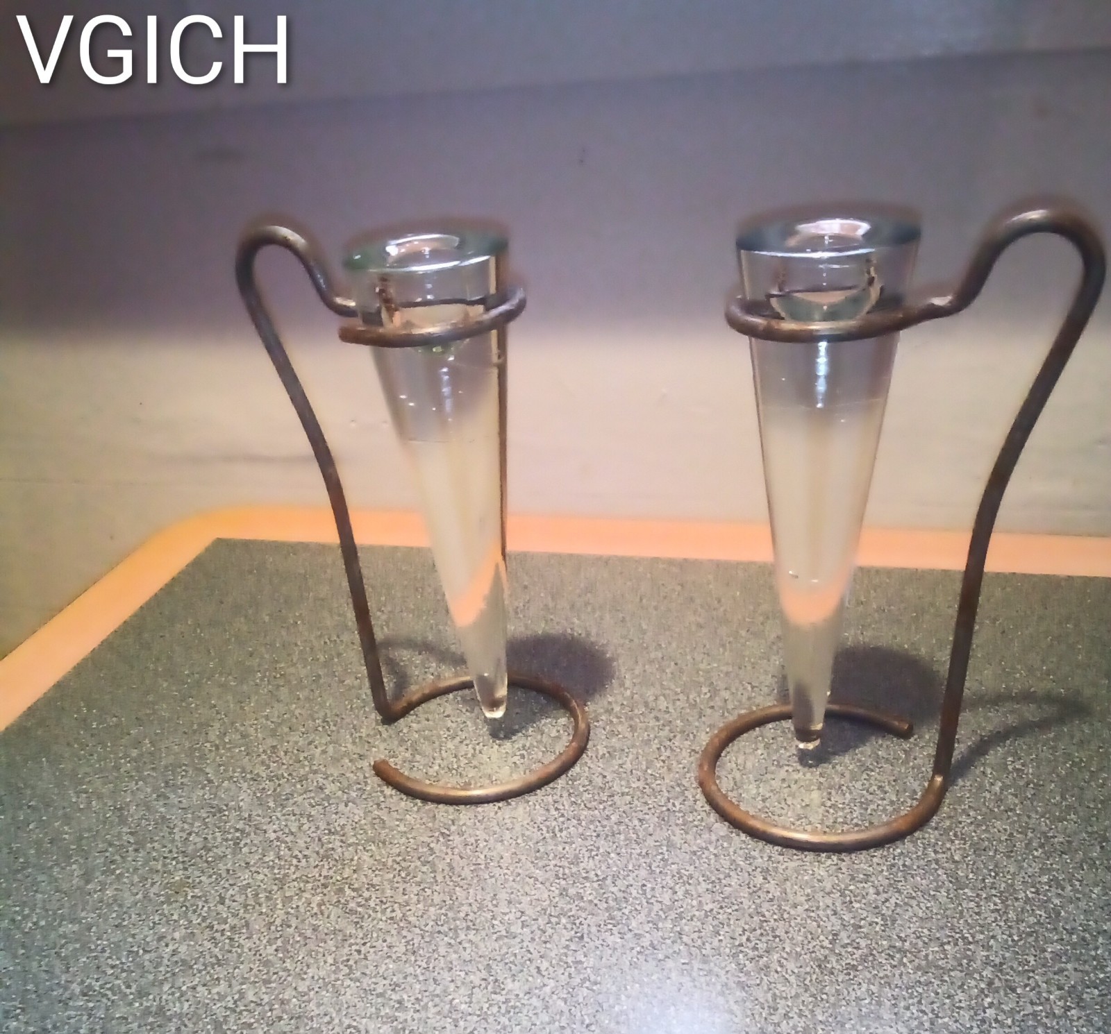 Design House Stockholm Icicle Taper Candle Holders Glass Metal Anders Fardig Vtg