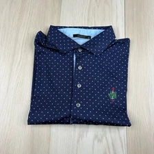 Greyson Mens Blue Polka Dot Merion Golf Club Short Sleeve Polo Shirt Size XL
