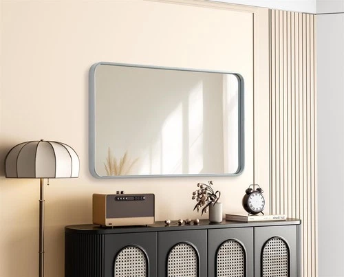 Elegant Decor Contour Metal Rectangle Mirror 24X40" Silver - Picture 7 of 11