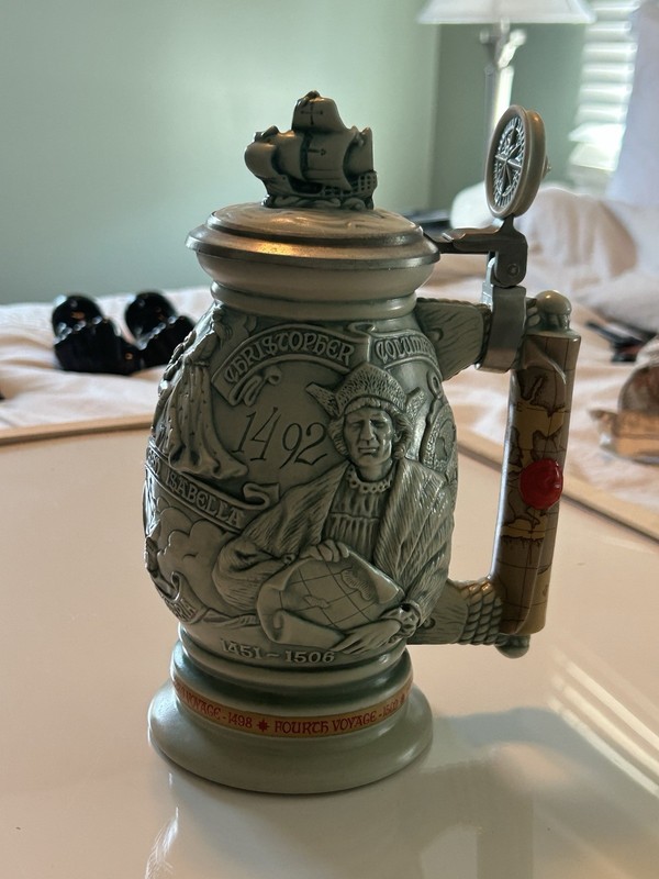 Avon Christopher Columbus New World Lidded Beer Stein - Breweriana Theme