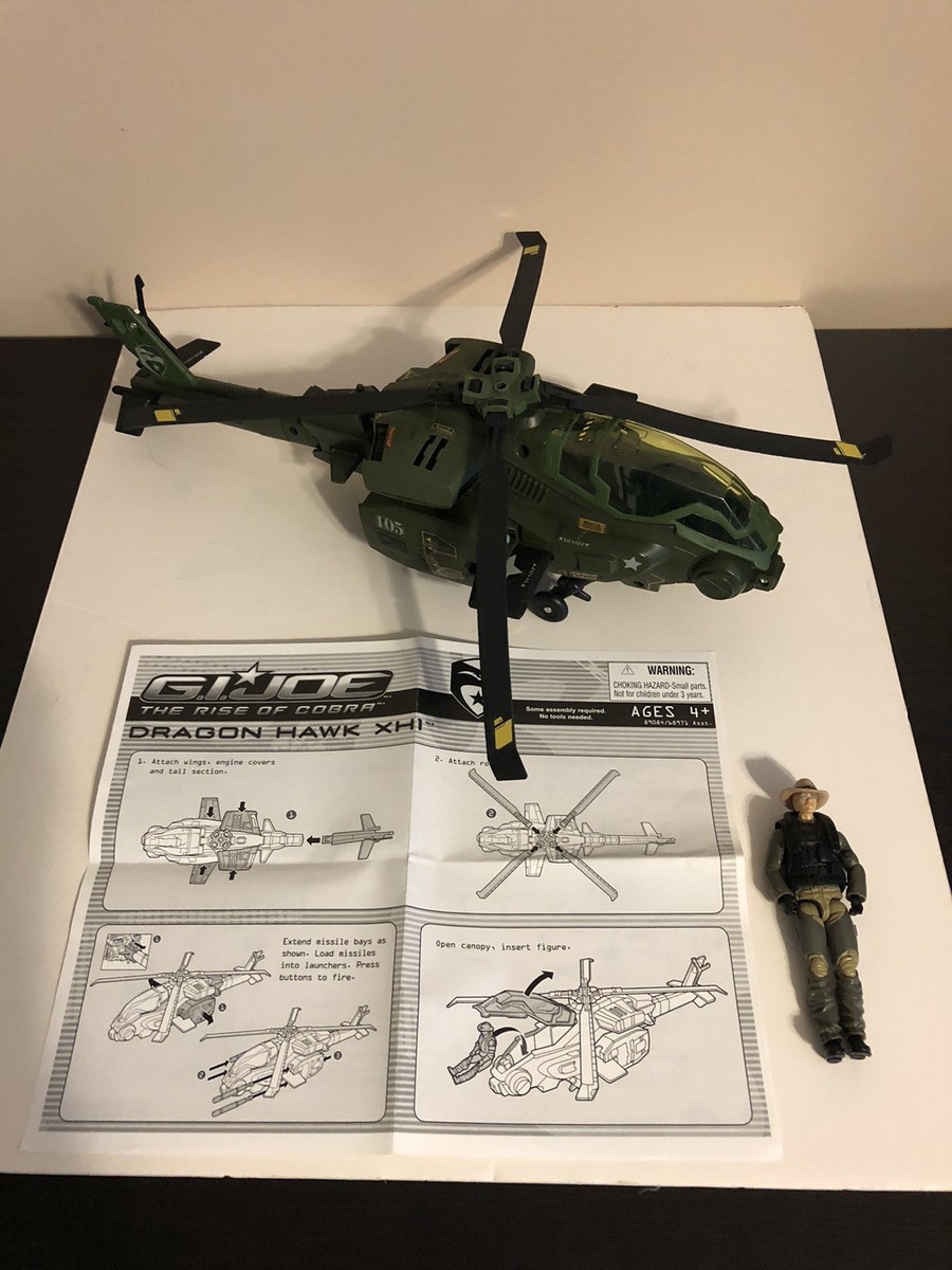 GI JOE RISE OF COBRA DRAGONHAWK XH1 WITH WILD BILL FIGURE-USED