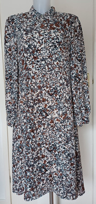 Brandneu mit Etikett Esprit Größe 14 Damenkleid komplett gefüttert wadenlang grau bunt