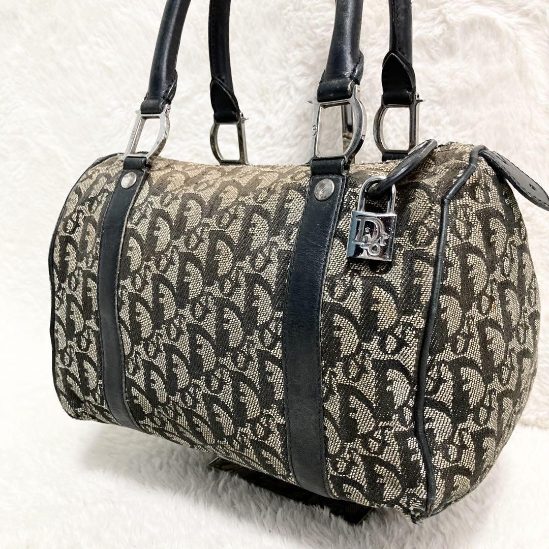 Dior Mini Trotter Boston Bag in Gray with Metal Accents Pre-Owned