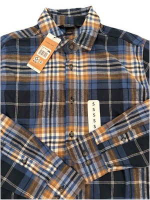 Eddie Bauer Blue Plaid Flannel Button Down Shirt Men s Small NWT MSRP $80