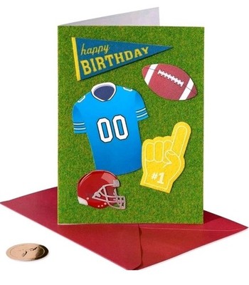 Papyrus Felted Football Theme Birthday Card  