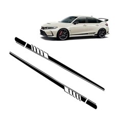 Car Side Skirt Body Decals, Racing Stripes Sporty Decorative 2 PCS Black
