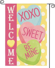 Candy Love Hearts Double-Sided Garden Flag for Valentine's Day 12x18 Inch
