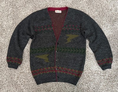 Vtg Wool Blend Cardigan Sweater Men's S/4-Grandpa-Made in France-Griffon Freres