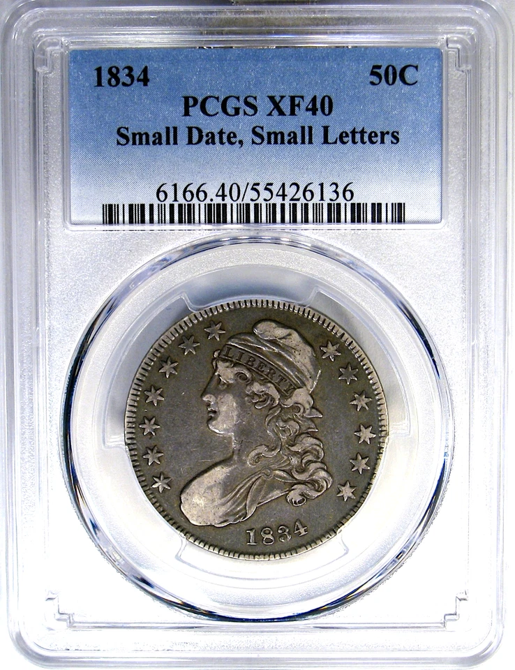 1834 50C PCGS XF40 CAPPED BUST ~ PERFECT SILKY CHOICE ORIGINAL! VIDEO - Image 2 of 4