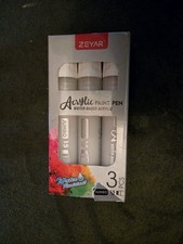 Zeyar Jumbo Paint Marker Pens, Water Based Acrylic White Set Of 3 New Ships Free