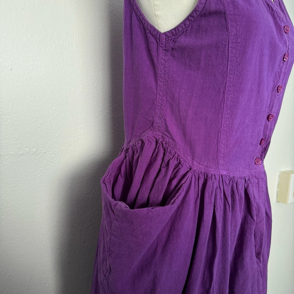Vintage 90s Happy Legs Dress M Boho Lagenlook Purple Artsy Ren Fair Goblin Fairy - Image 3 of 4