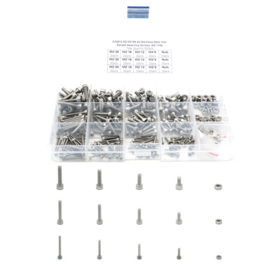 300pcs DIN912 M2 M3 M4 A2 Stainless Steel Hex Socket Head Cap Screws M4 M3 M2