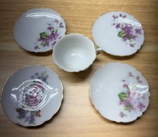 Miniature 1 Tea Cup  4 Sauces made in Japan w/flower Assorted Designs