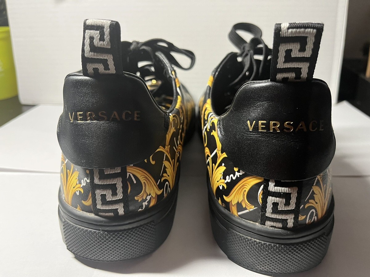Versace Low Top Leather Men's Sneaker Size 44/US11 Black