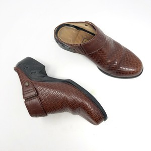 basket weave leather mules