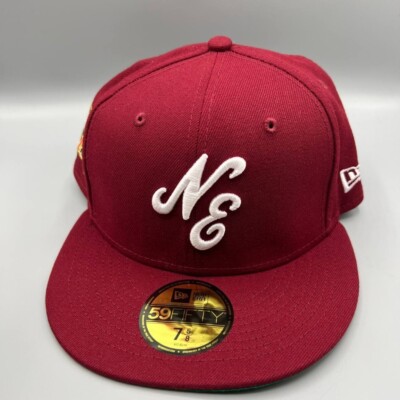 New Era Logo Hat Men 7 5/8 Red Retro 100 Anniversary 59Fifty New
