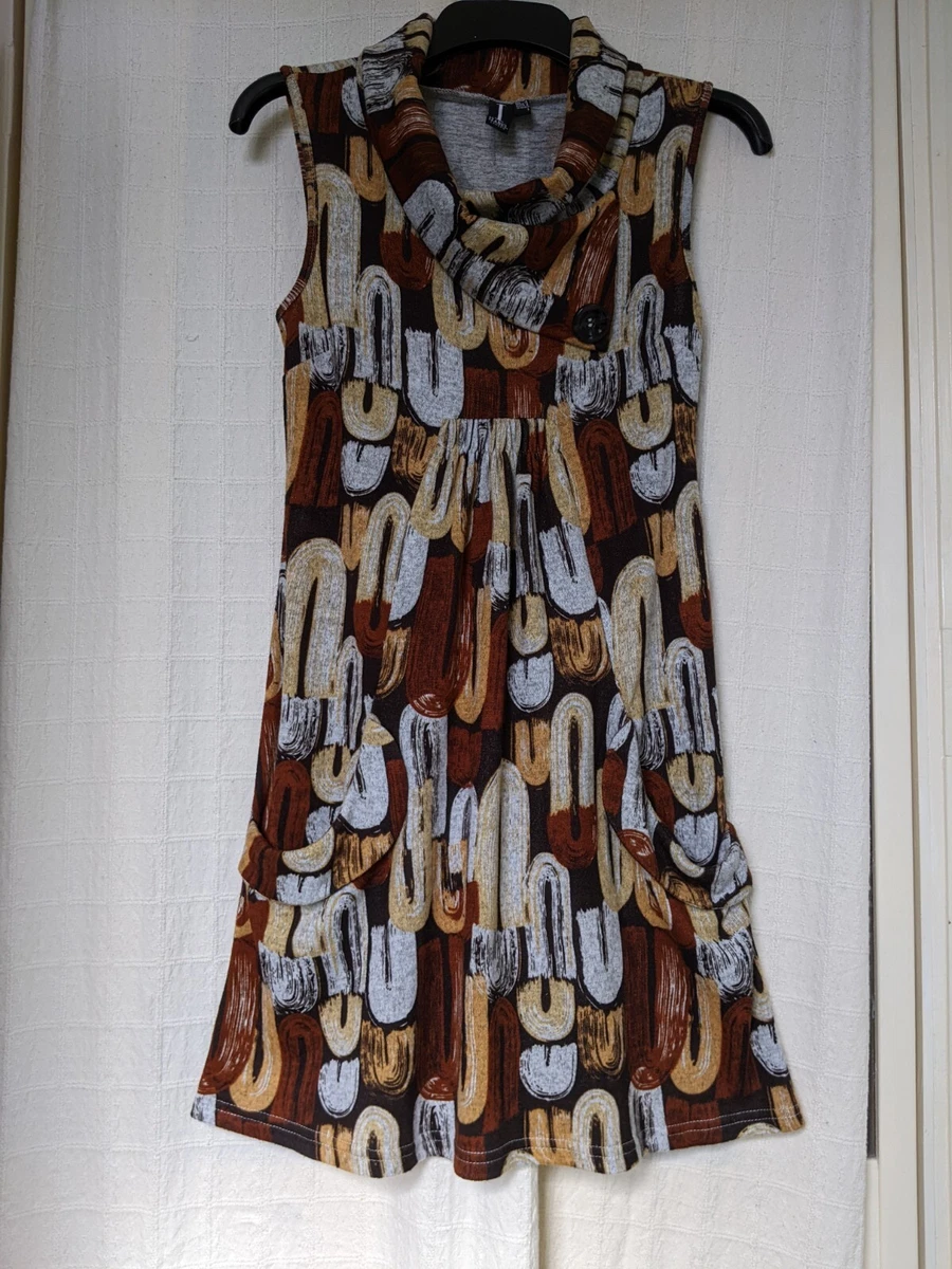 8 Izabel Knitted Polyester Brown Grey Mustard Sleeveless Tunic