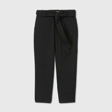 Women's High-Rise Tie Waist Straight Pants - A New Day Black 8 NWT 018043847