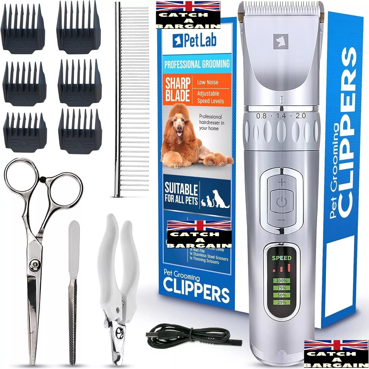 PetLab Dog Clippers Professional Dog Grooming Kit Rechargeable