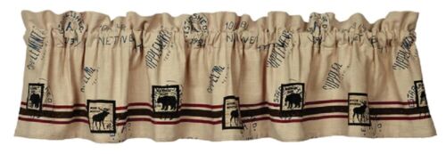 Timber Trails VALANCE Lined Country Rustic Cabin Lodge 14x72 Bear Moose Beige - Afbeelding 1 van 1