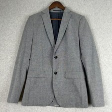 Theory Blazer Men 36 R Gray Textured Single Breasted Notch Collar Sport Coat