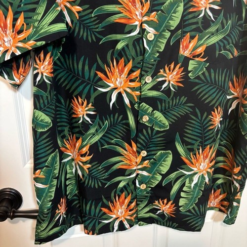 Haband Black and Orange Casual Button Down Tropical/Hawaiian Shirt Men’s Size XL - Picture 2 of 8