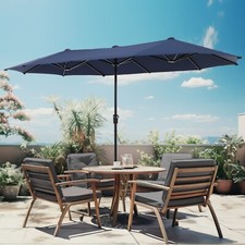 13ft Patio Umbrella Double-Sided Twin Outdoor Marke Umbrella Navy Heavy Duty