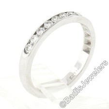 NEW 14k White Gold .25ct Round Brilliant Channel Diamond Stack Wedding Band Ring