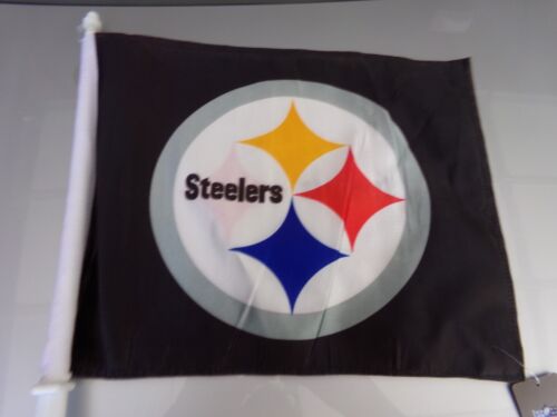 Pittsburgh Steelers NFL Team Logo (SET OF 2) Matching Double Sided Car Flags NWT