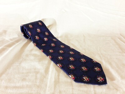 Cape Cod Neckwear Men's Santa Christmas Tie Handmade 100% Silk -Navy Background 