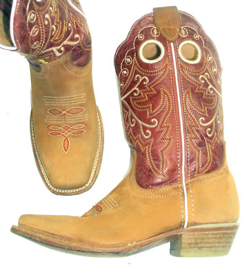 POTRERO 980 Donaldo 6 / 23 Brown Burgundy Stitched Leather Cowboy Western Boots