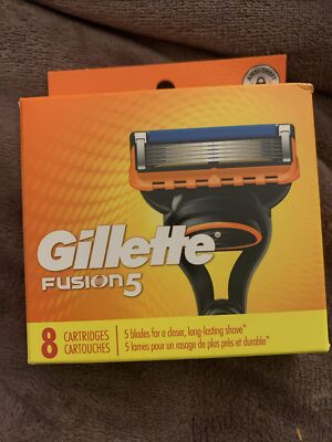 BRAND NEW GILLETTE FUSION 5 REFILL RAZOR BLADES, 8 Cartridges
