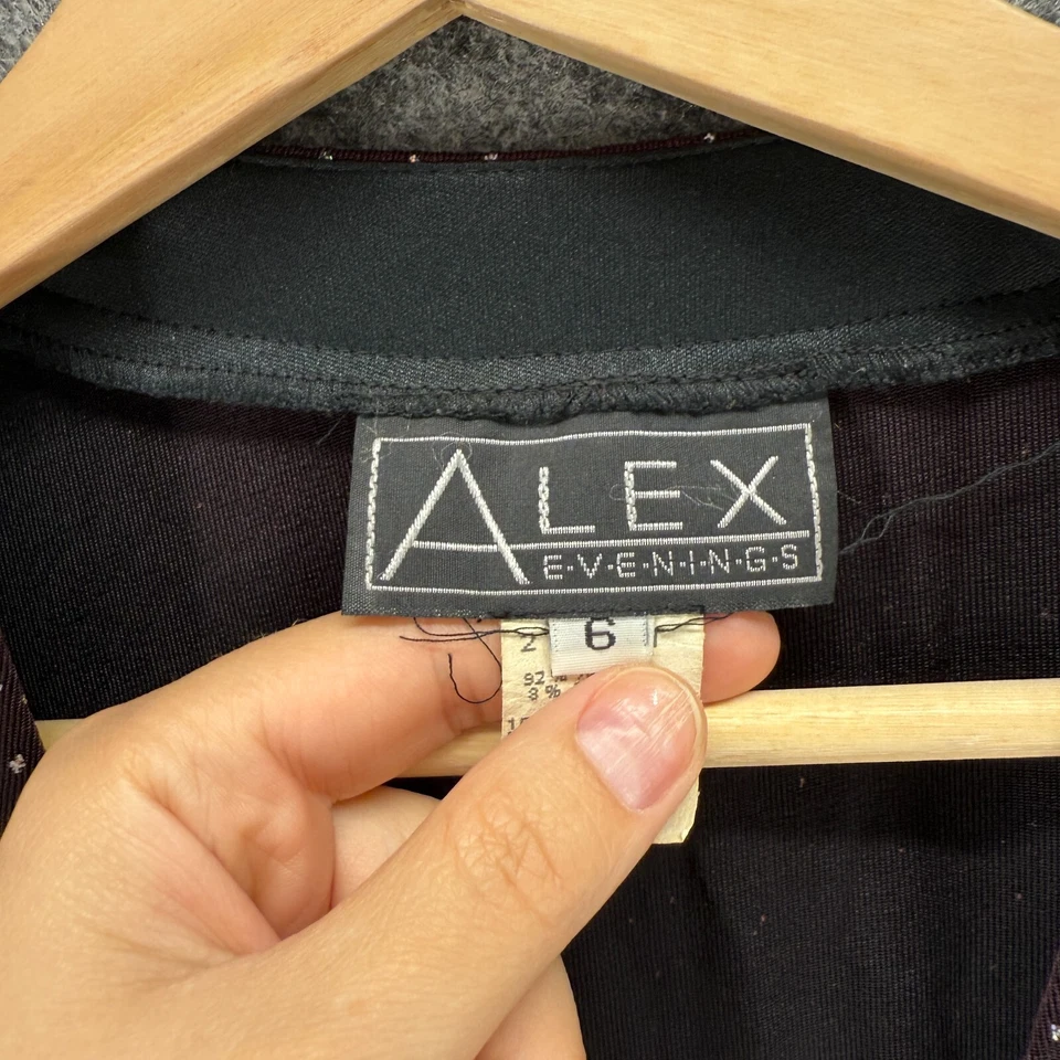 Blazer Alex Evenings Mujer 6 Negro Lunares Manga Larga Frente Abierto Forrado Informal Foto 3 de 4