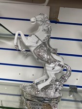 White Silver Italian Style Horse 44cm  standing Bling Ornament  Crushed Diamond