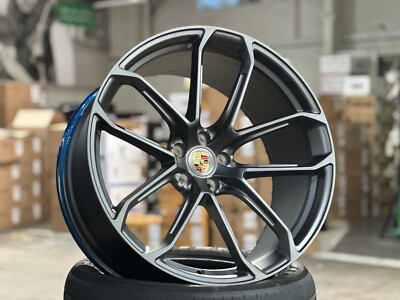 New 21 inch BLACKOUT FORGED GTS (4 Wheel) PORSCHE MACAN S 5x112 Matte GUN METAL