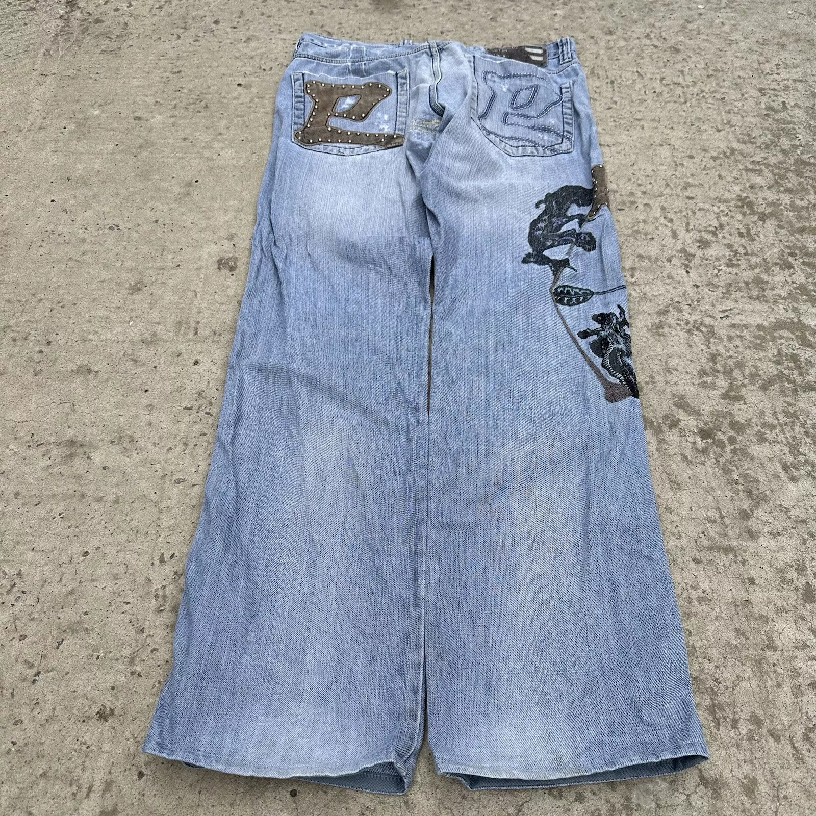 Jean vintage Sk8 33 taille baggy rap Y2K style années 90 style USA style japonais