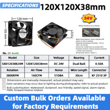 12038 Industrial Cooling Fan 120x120x38mm Dual Ball DC12V/24V/ AC110V/220V 120mm
