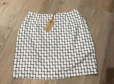 HEART & BOWS LADIES WHITE CHECK GRID SHORT COTTON FULLY LINED SKIRT UK 10